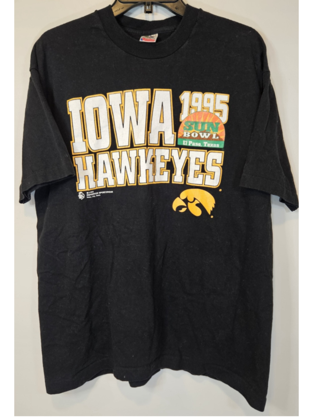 Vintage 1995 Iowa Hawkeyes Sun Bowl T Shirt USA Made Black NCAA